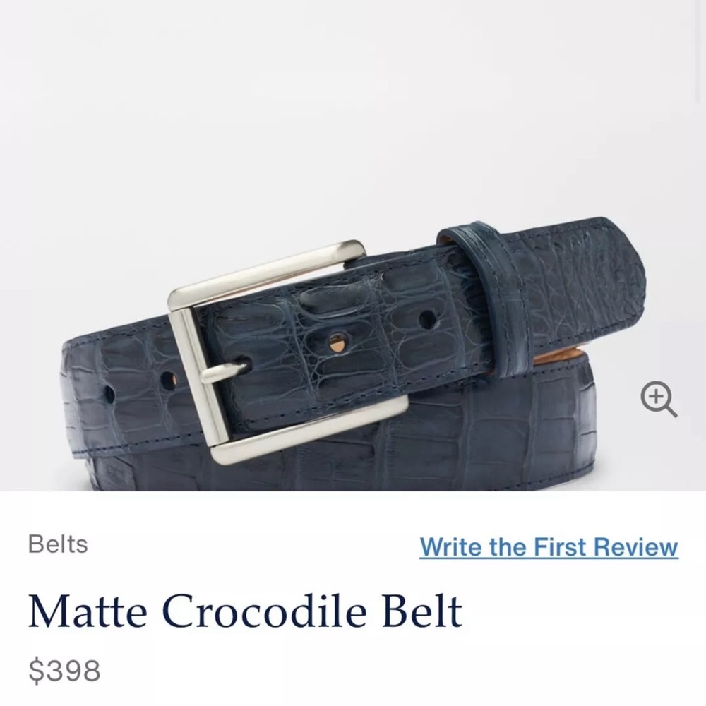 Peter Millar Navy Matte Crocodile Belt Size 36